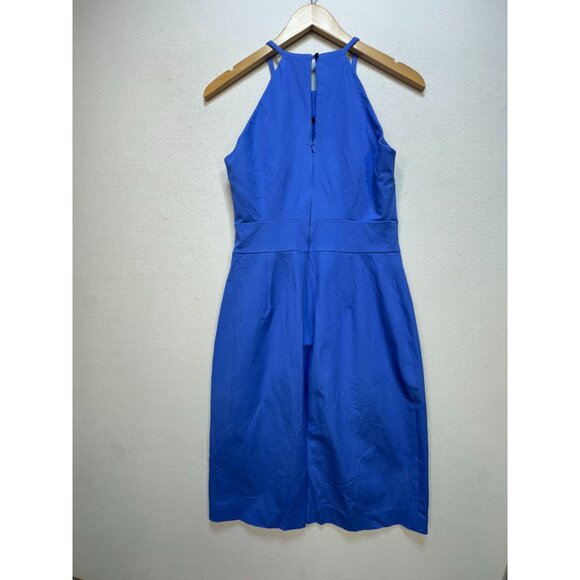 Banana Republic Womens Halter Sheath Dress Size 6 Blue Keyhole Formal Business - Picture 9 of 11